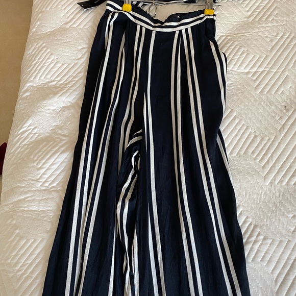 Navy Blue and White Striped Two-Piece Jumpsuit - Picture 3 of 6